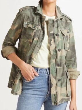 Free People Not Your Brother’s Camo Utility Jacket Green Camouflage Medium